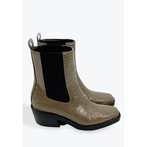 Open Edit Women's Ankle Boots Size 6.5M Brown Faux Croc Western Chelsea‎